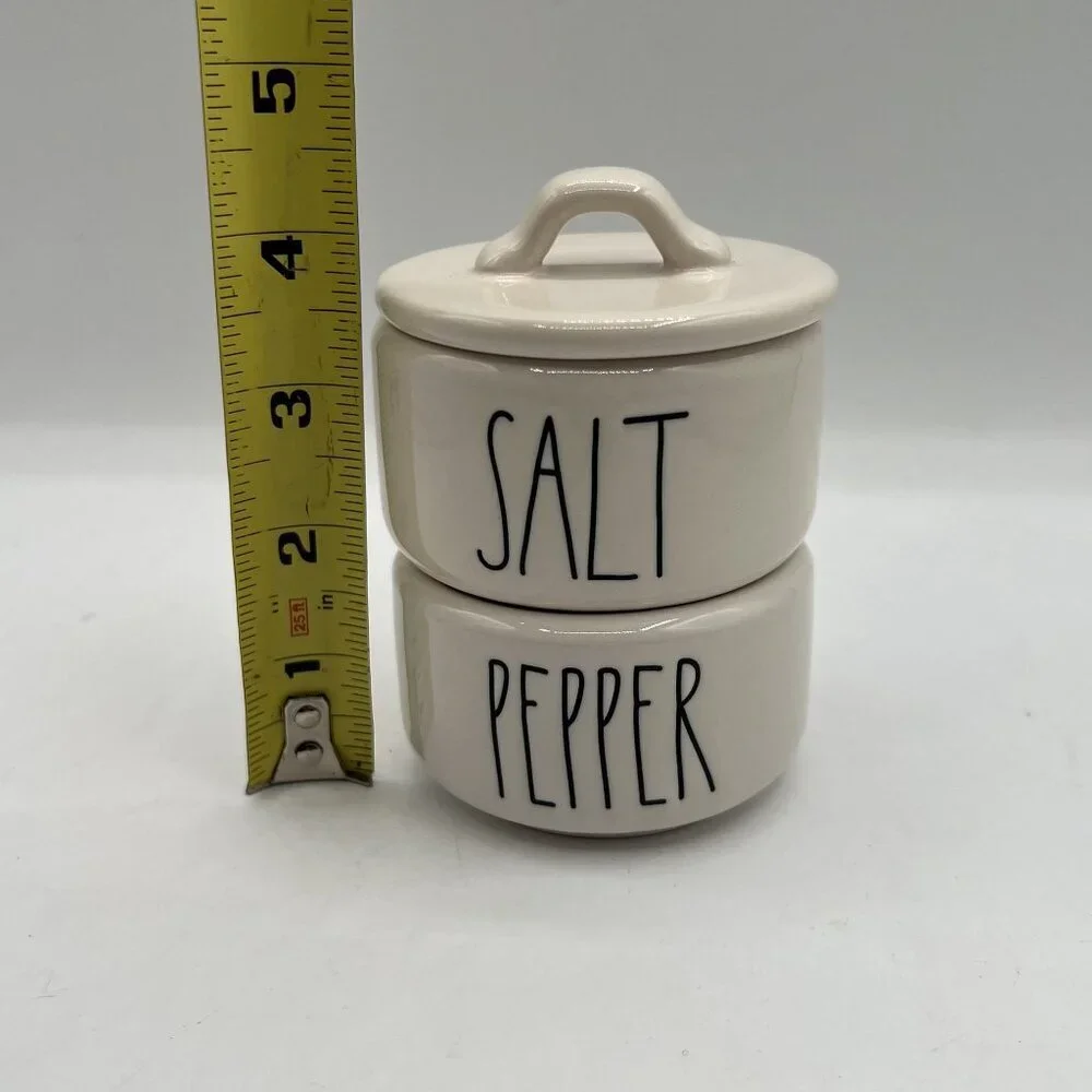 Rae Dunn by Magenta NEW Salt & Pepper Stacking Cellar Set Artisan Collection